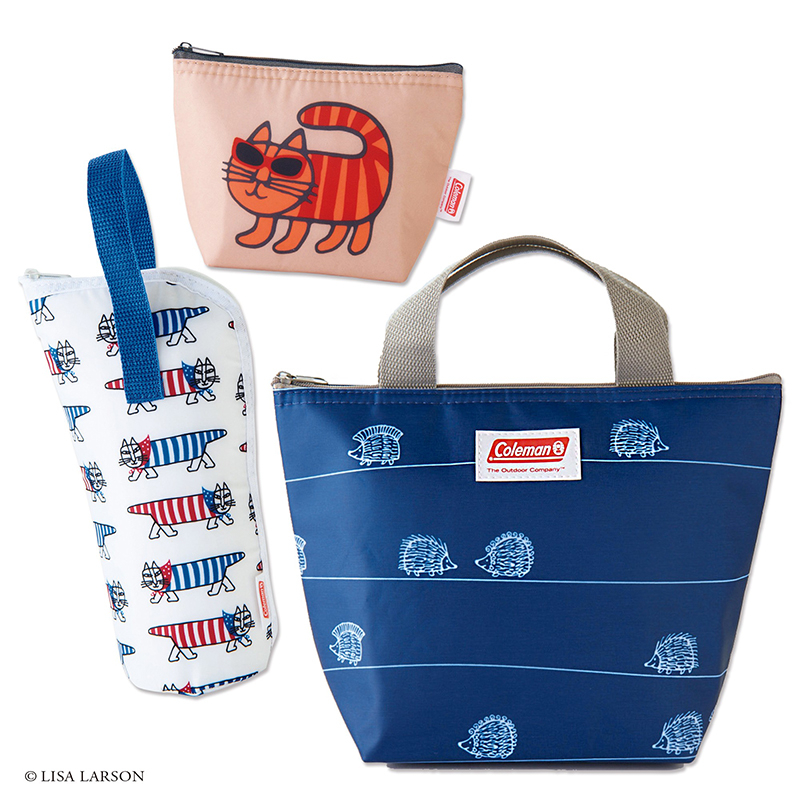 wbar☆日本Lisa Larson×Coleman貓咪刺蝟保溫袋三件組 保冷袋 保溫包 手提包 托特包 便當包 便當袋