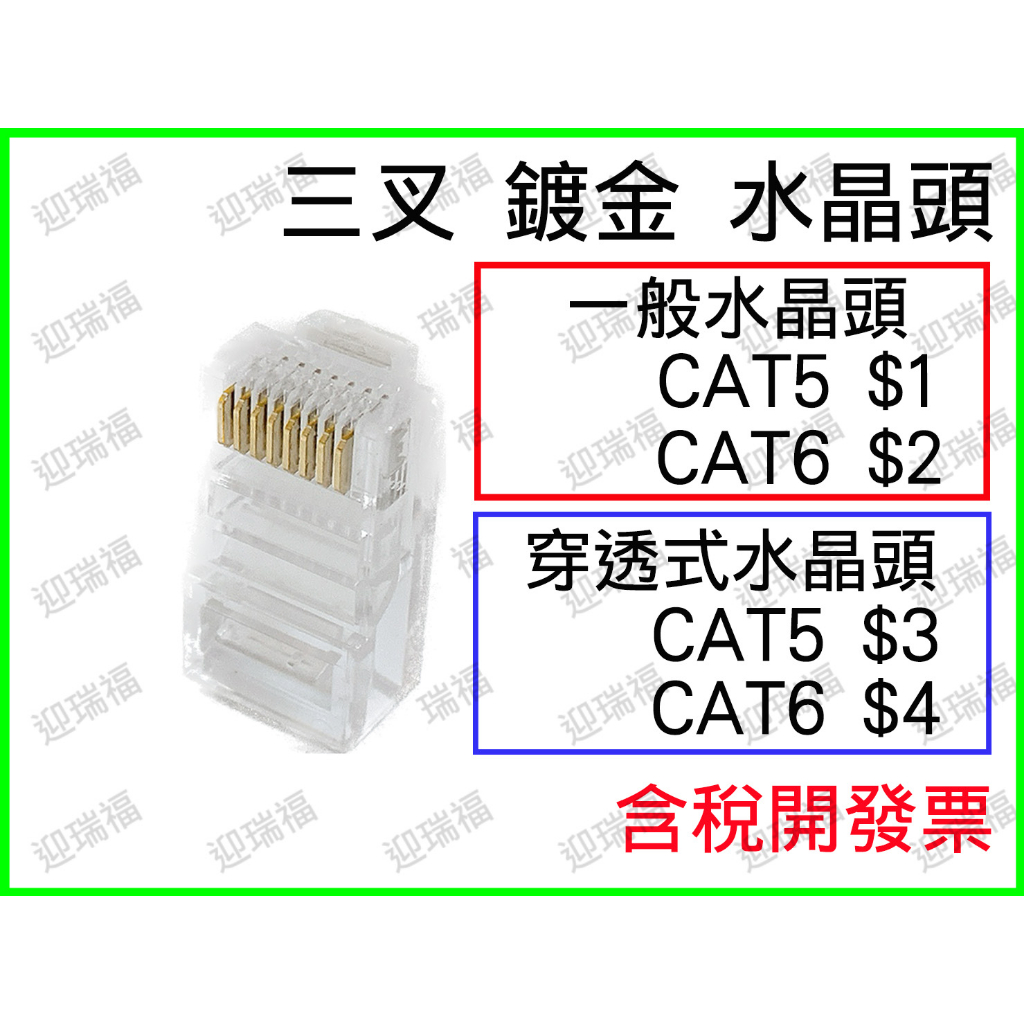 水晶頭 穿透式 RJ45 CAT5 5a CAT6 CAT6A 網路 穿透式水晶頭 三叉鍍金 CAT5e 網絡頭 保護套