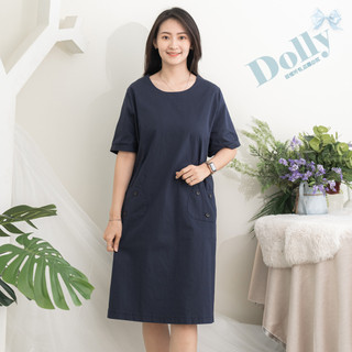 Dolly多莉大碼專賣店 台灣現貨 大尺碼兔兔口袋洋裝(藍色)916