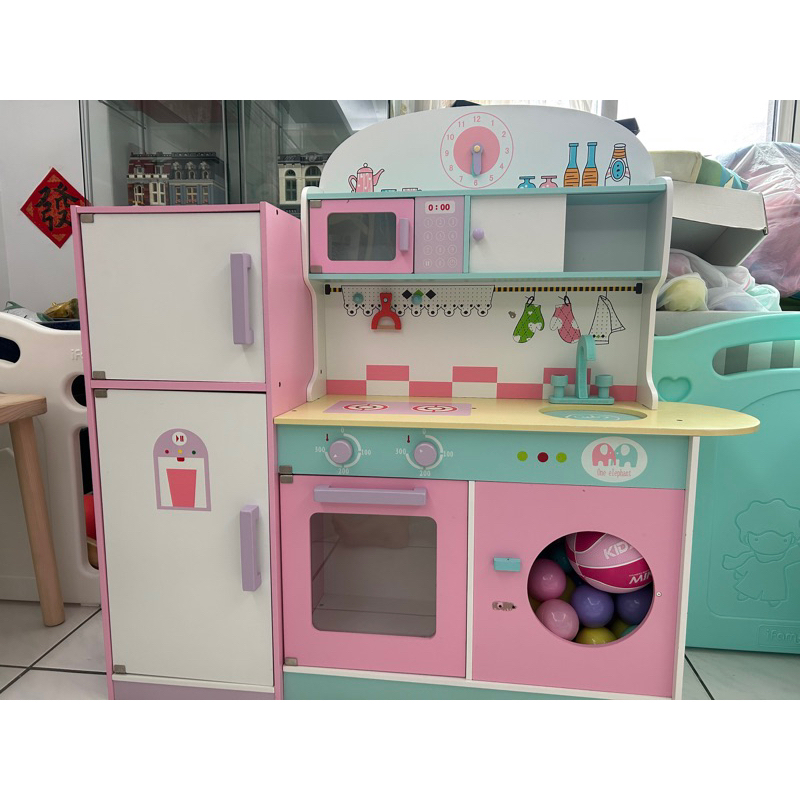 幼樂比 超豪華木製廚房玩具 家家酒 冰箱廚房組（含木質玩具