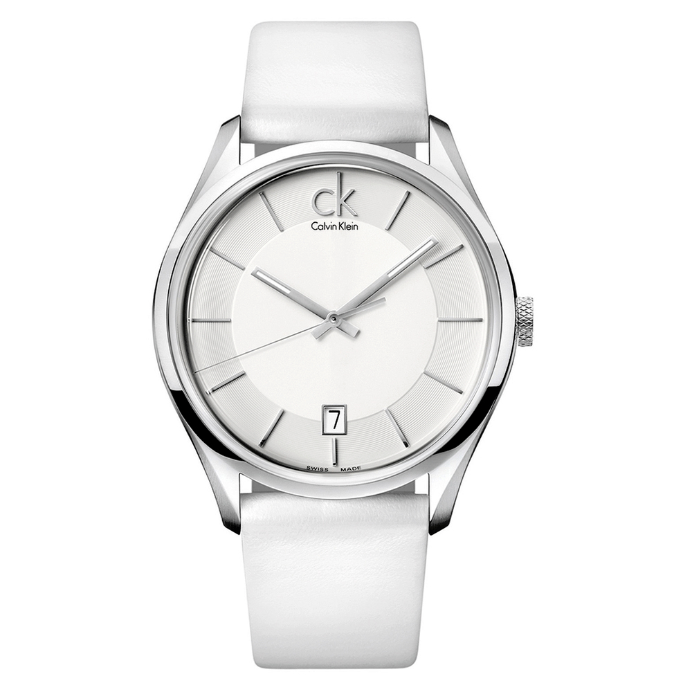 CK Calvin Klein 簡約多層次皮革腕錶 K2H21101