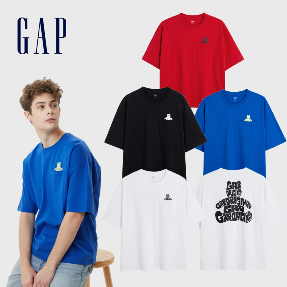 Gap 男裝 Logo純棉小熊印花短袖T恤 厚磅密織親膚系列-多色可選(670452)