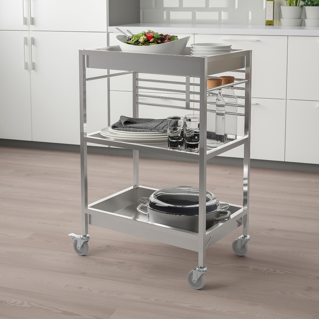 北歐IKEA宜家KUNGSFORS廚房活動推車工作台中島邊桌工作桌/不鏽鋼/40x60x90/二手八成新/特$3990