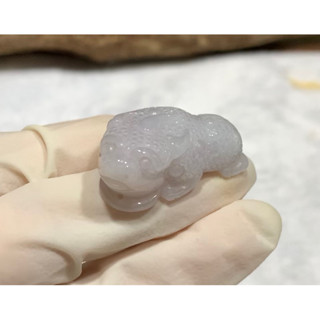 天然緬甸玉A貨翡翠/淡紫三角蟾蜍/附收藏盒