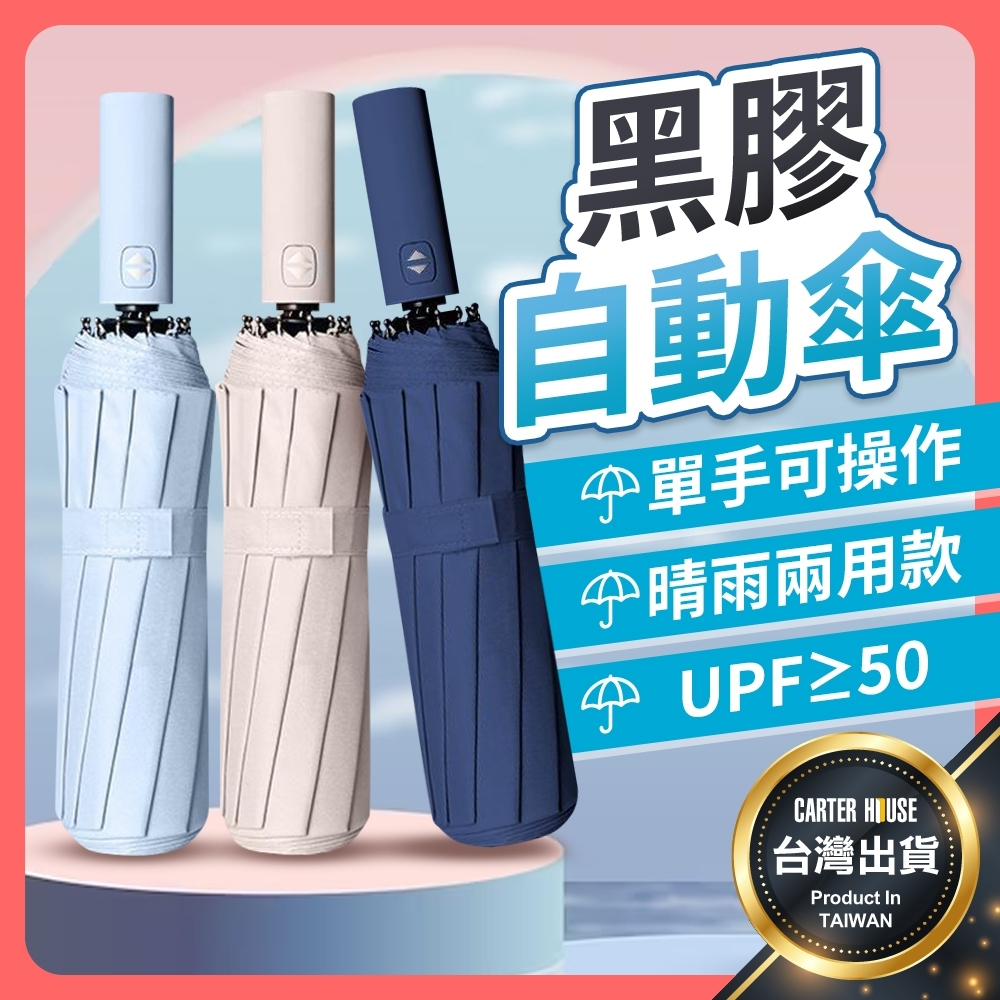 【今天買明天到 防風抗UV】黑膠自動傘 雨傘 遮陽傘 折疊傘 8骨12骨自動傘 太陽傘 大雨傘 自動雨傘 摺疊傘 陽傘