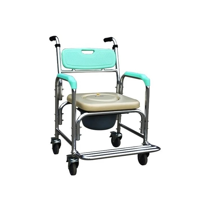 【海夫健康生活館】富士康 鋁合金 帶輪 固定式 洗澡 便盆 兩用椅