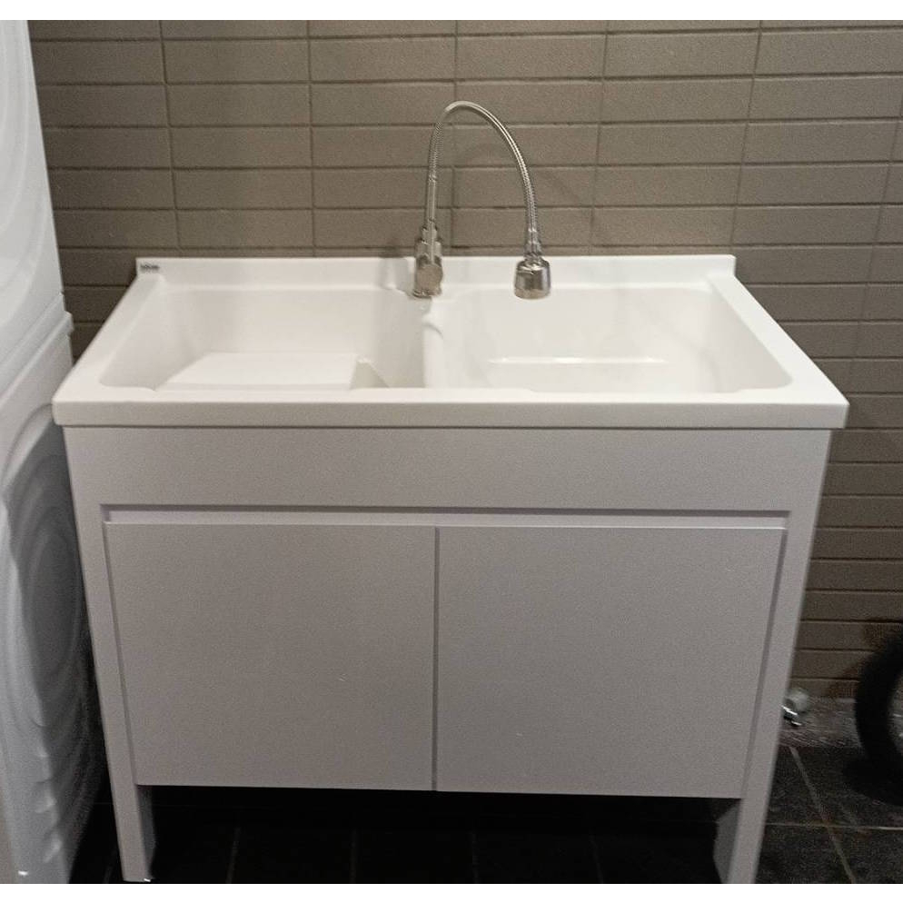 100cm人造石洗衣槽發泡板立柱型浴櫃附活動式洗衣板