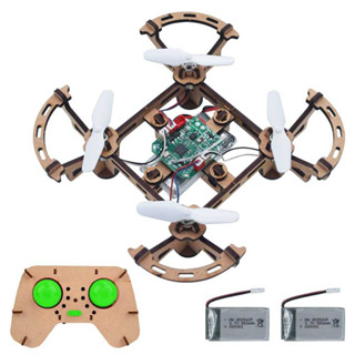 科技小製作 木製 遙控 四軸 無人機 飛行器 材料包 科學實驗 玩具 益智 教育 DIY 拼裝 自行組裝
