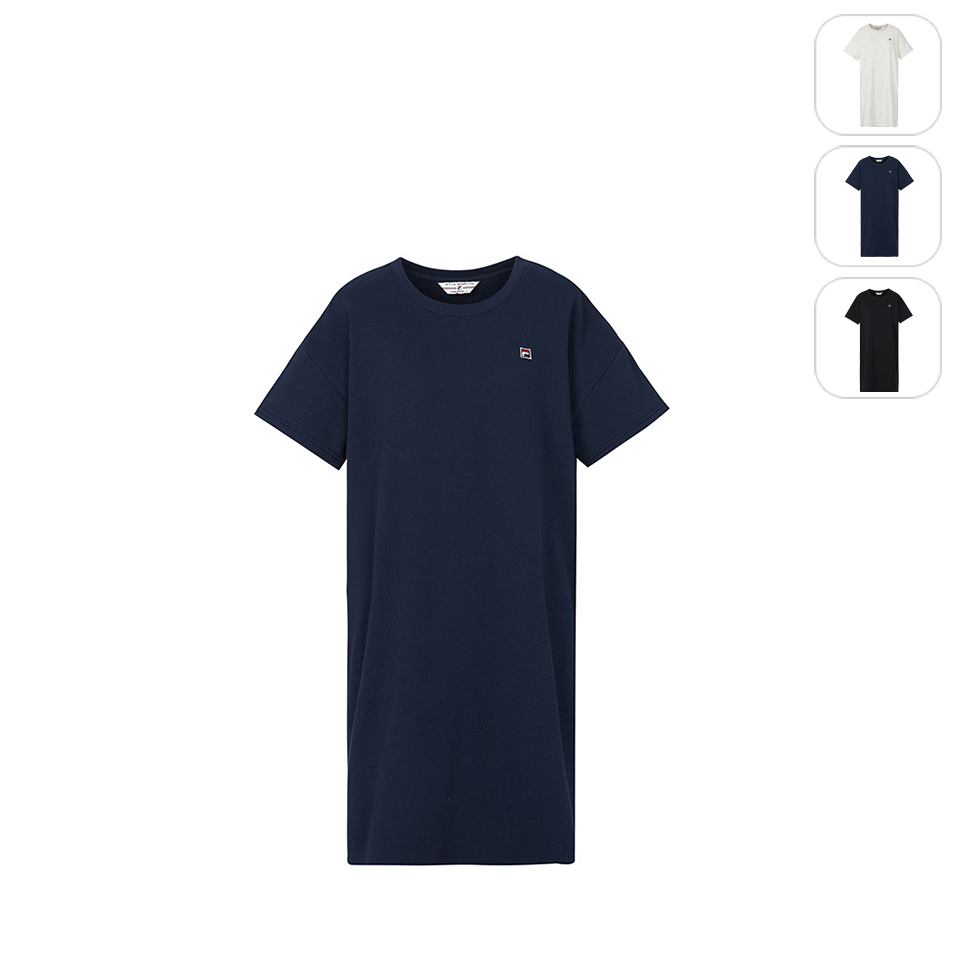 【FILA】女性 針織短袖洋裝(有口袋)-湛藍 5DRW-5440-BU