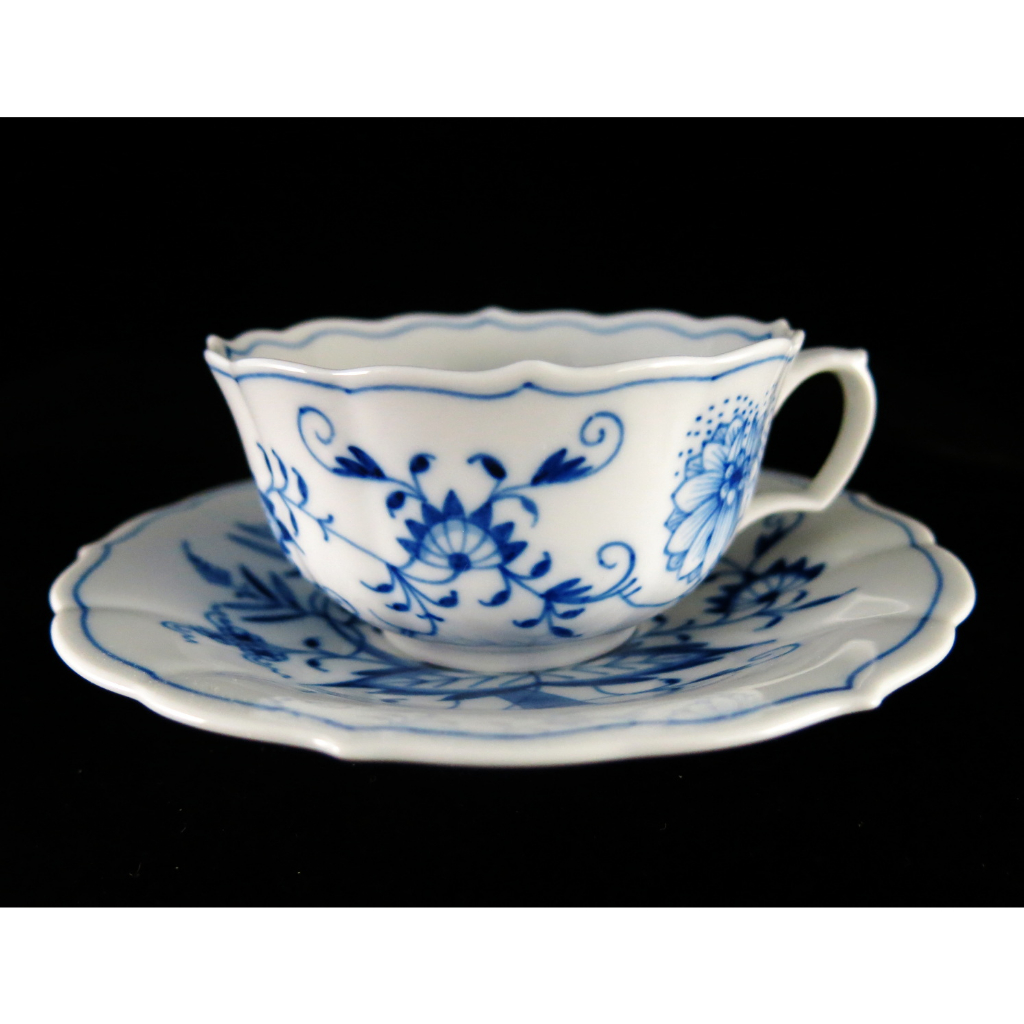 德國麥森Meissen 手繪藍洋蔥系列花茶/咖啡杯盤組-C