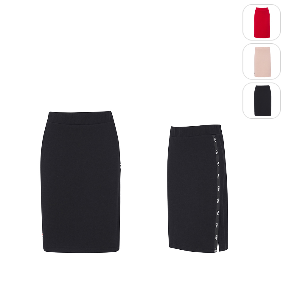 【FILA】女性 針織窄裙-黑色 5SKW-5444-BK