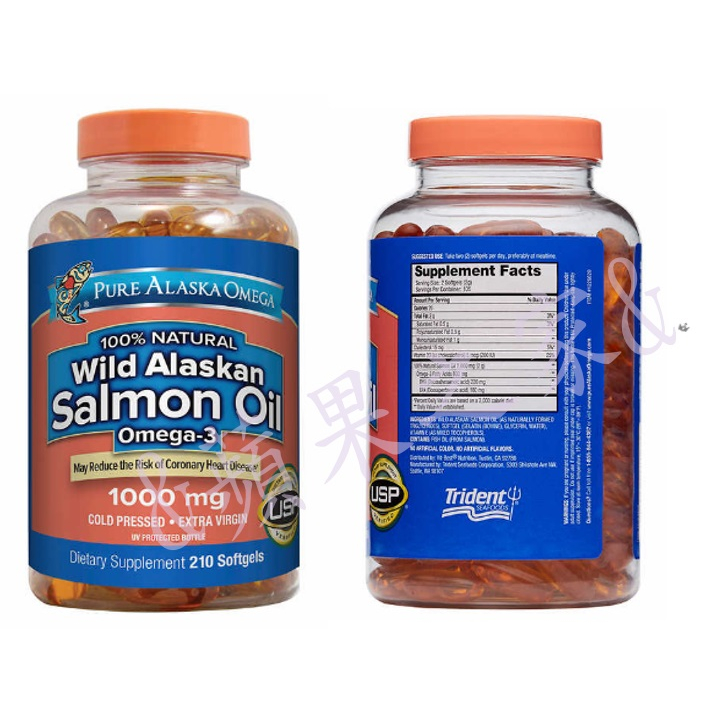 &amp;蘋果之家&amp;現貨 美國原裝Pure Alaska Omega Wild Salmon Oil 1000mg 210pcs