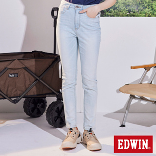 EDWIN 修身顯瘦窄管直筒牛仔褲(重漂藍)-女款