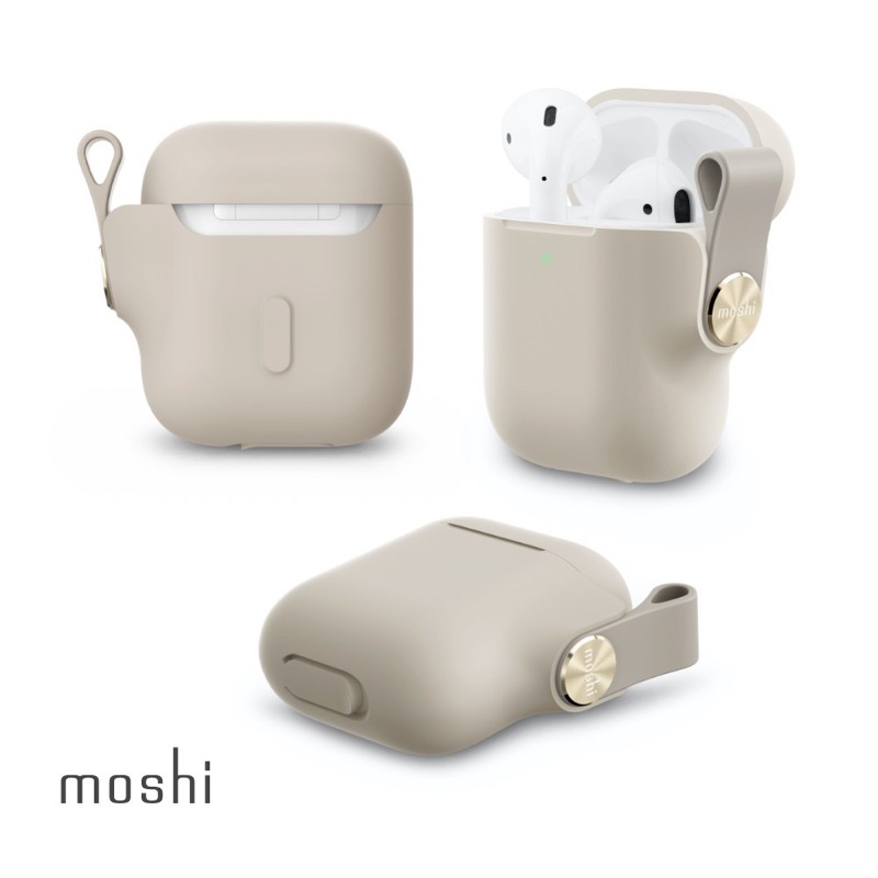 二手Moshi Pebbo for AirPods 藍牙耳機充電盒保護套 (1,2代通用)(附可拆式腕帶)