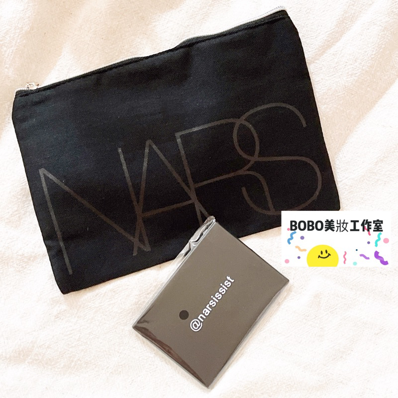 現貨🔥BOBO美妝🌹專櫃貨 NARS 黑色化妝包 隨身鏡 帆布化妝包 黑色化妝包