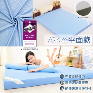 【LooCa釋放壓力的專家】10cm 平面款 竹炭 惰性棉 釋壓 記憶床墊 透氣 防塵布套 花焰藍 平面記憶床 記憶床