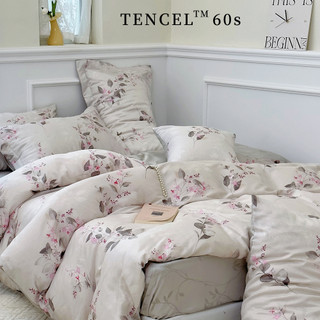 沐眠家居 臺灣製60支天絲™ 床包兩用被套組 雙人/加大【花語】Tencel 萊賽爾 床包 枕套 親膚柔滑