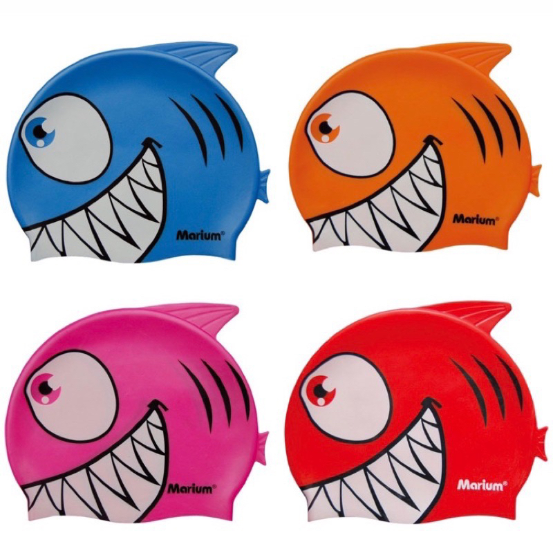 肯妮游泳🔆Marium矽膠兒童泳帽-鯊魚小子 五色可挑 7608A