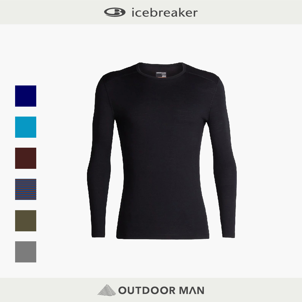 [Icebreaker] 男款 Oasis 素色圓領長袖上衣-BF200 (IB104365)