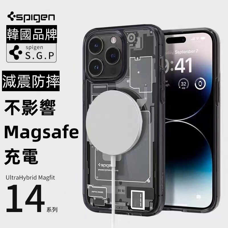 韓國代購 Spigen手機殼Magsafe磁吸iPhone15 Pro Max 蘋果13 12 14 plus防摔手機殼