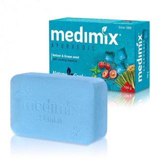新品上市！現貨！印度MEDIMIX 藍寶石沁涼美肌皂100g(岩蘭草&葡萄籽) ｜渼日補給站