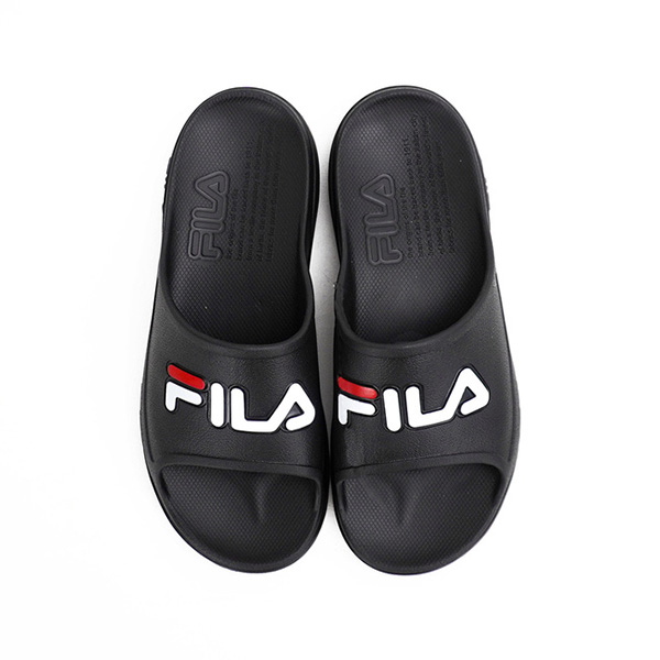 【FILA】PLUMPY SLIDE 休閒 運動 防水 黑 拖鞋 男女鞋 -4-S334W-001