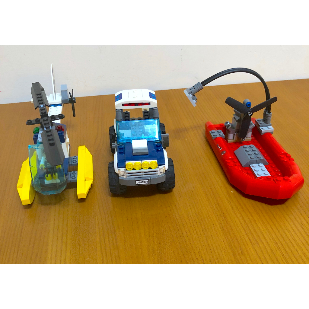 樂高 LEGO 交通工具 陸海空 警車+遊艇+直升機 共3件