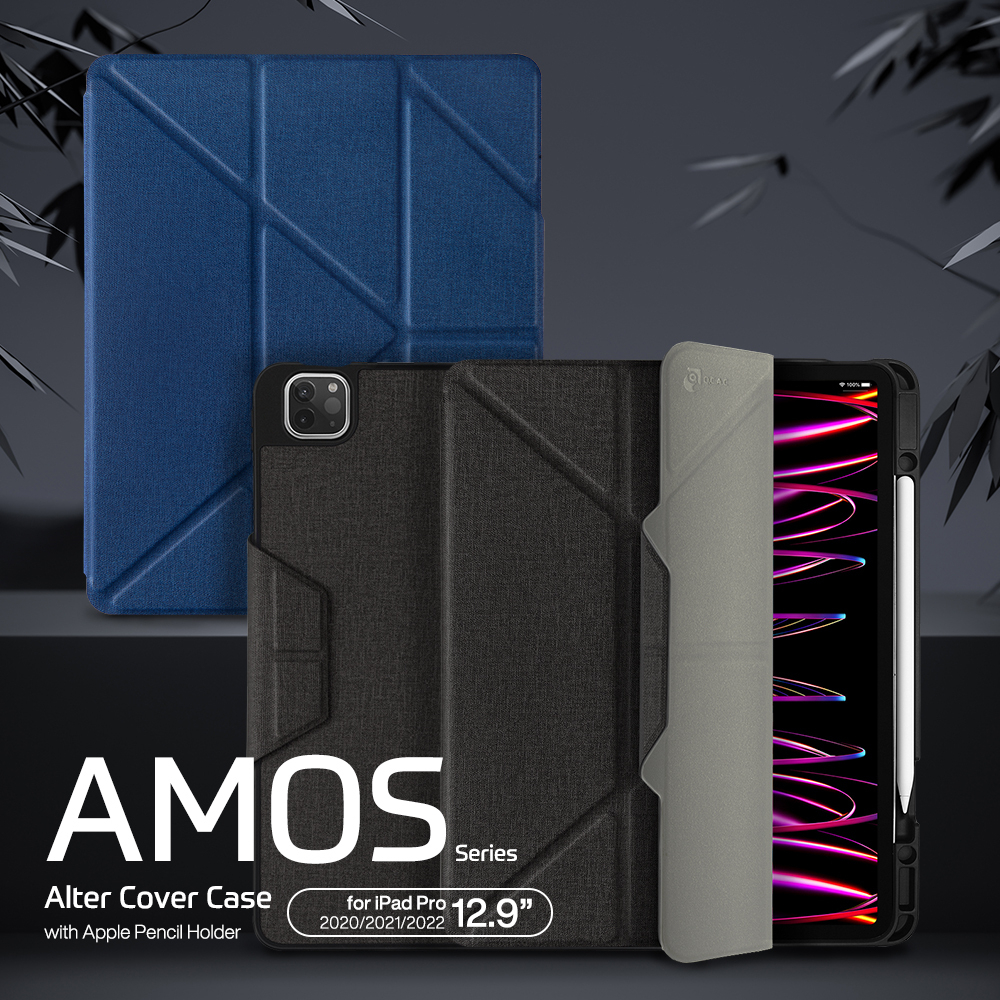 【JTLEGEND】 Amos 系列 iPad Pro 2022,2021,202012.9吋 側掀皮套 帶筆槽
