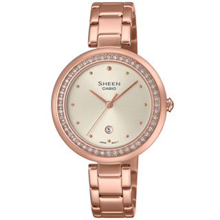 CASIO SHEEN 奢華水晶腕錶-玫瑰金 SHE-4556PG-7A