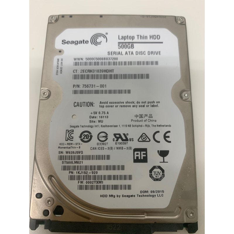 Seagate 500G 5400 7200 轉 7mm 9.5mm 2.5吋 SATA 筆記型電腦 硬碟