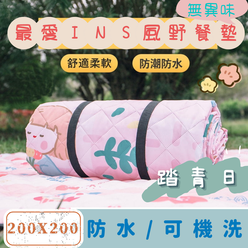 《新品促銷價+快速出貨 》200X200 加厚野餐墊 遊戲墊 防水可機洗 野餐墊 加厚野餐墊 露營墊  ins風野餐墊