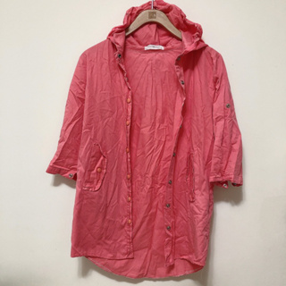 粉紅色連帽七分袖外套 罩衫 薄外套 防曬 冷氣房