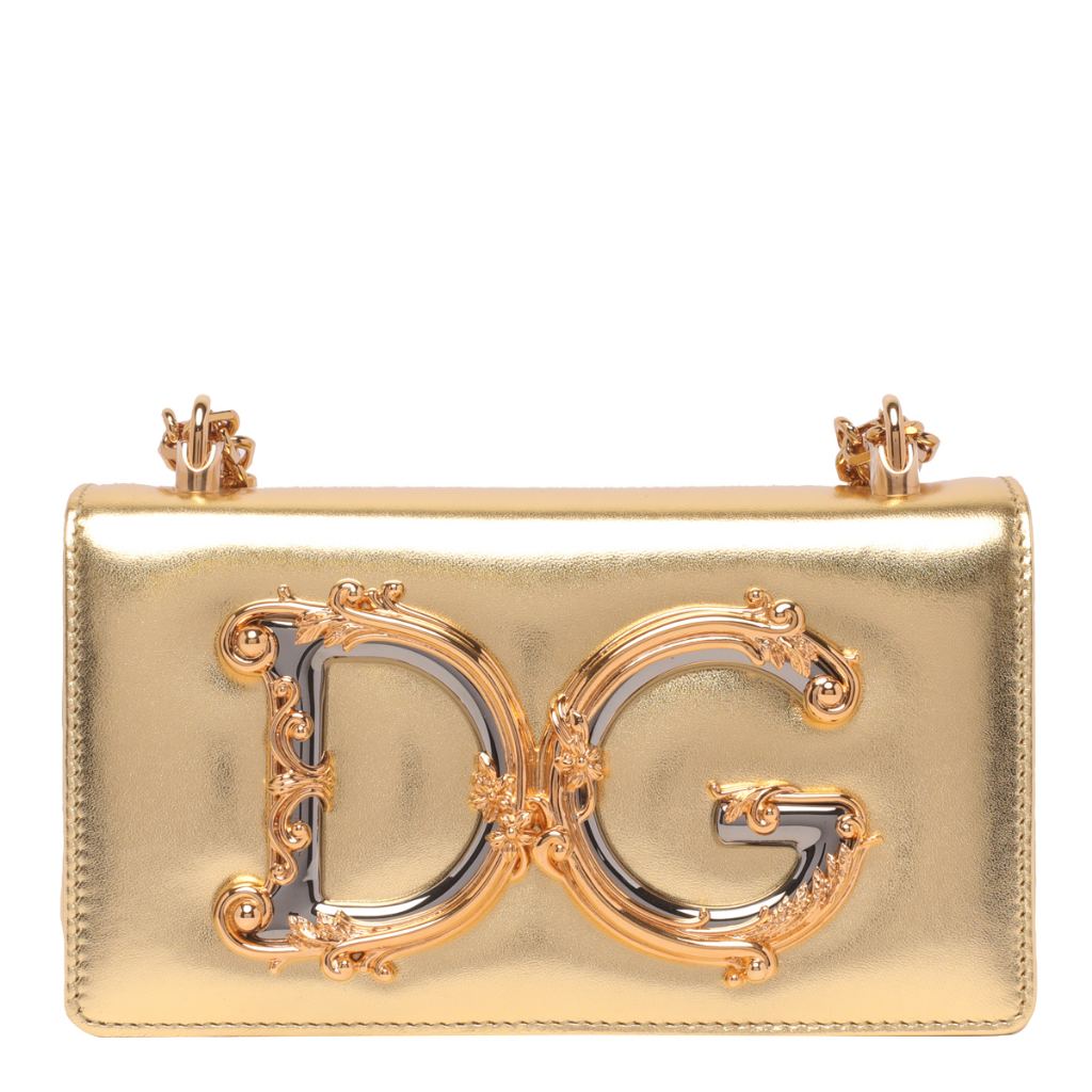 Dolce&Gabbana DG Girls 巴洛克納帕羊皮相機包   古銅金
