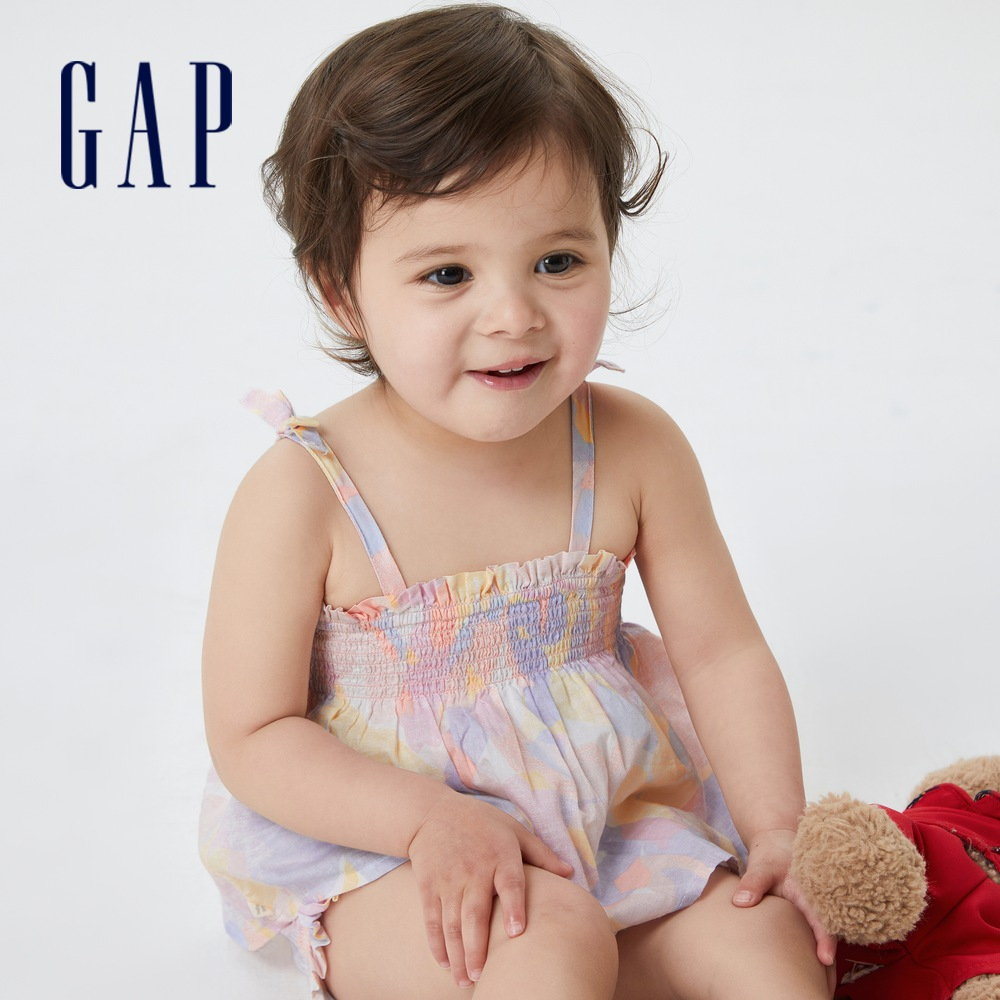 Gap 嬰兒裝 蝴蝶結吊帶家居套裝-多色印花(545616)