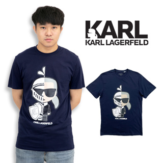 KARL 半臉騎士 卡爾 拉格斐 LAGERFELD 男生老佛爺 純棉 圓領 LOGO短T T恤 #9101