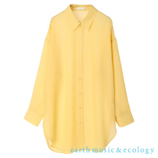 earth music&ecology 微透明寬長版剪裁長袖襯衫(1L23L0A0740)