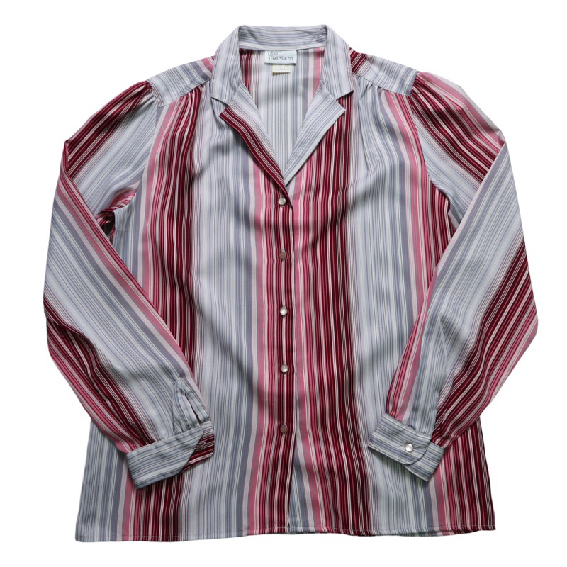 「富士鳥」古著 Levi’s 70-80s 美國製 開襟條紋襯衫 西裝襯衫 古著襯衫