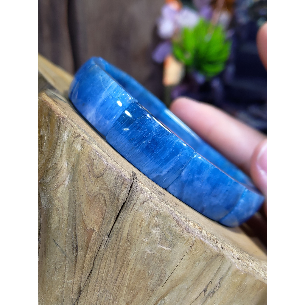 TOP 藍磷灰石 藍磷輝石 磷灰石 藍磷灰 藍磷輝 手鐲排 約13.5mm 手鍊~玉化晶體貓眼~超美 人魚姬藍磷灰~精品