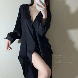 【簡美麗人】睡衣 女性感睡衣 夏天薄款睡裙 大碼冰絲睡裙 黑色長款睡衣 顯瘦睡裙 女生睡衣