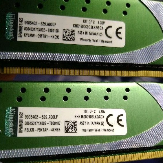 〔▔へ ▔“  «凸»　✔Kingston 低壓 DDR3L–1600 4G*2 (KHX1600C9D3K2/8GX)