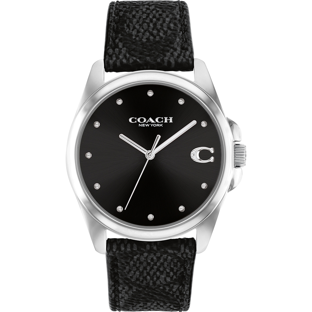 COACH Greyson C字皮帶女錶-黑/36mm CO14504112