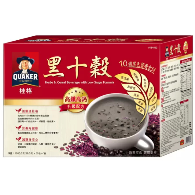 好市多商品-特價-桂格減糖黑十穀每包38克共50包