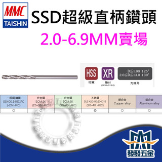 【發發五金】 MMC TAISHIN 不鏽鋼直柄鑽頭 白鐵直柄鑽尾 2.0-6.9mm賣場 白鐵鑽頭 台灣製 原廠貨含稅