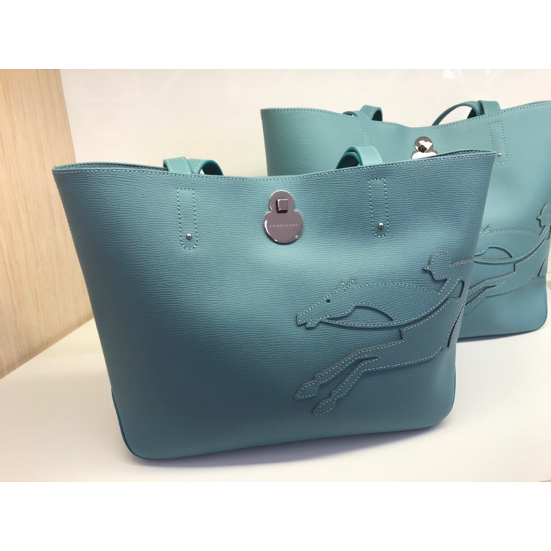 Longchamp 法國購入Tiffany藍綠色牛皮包