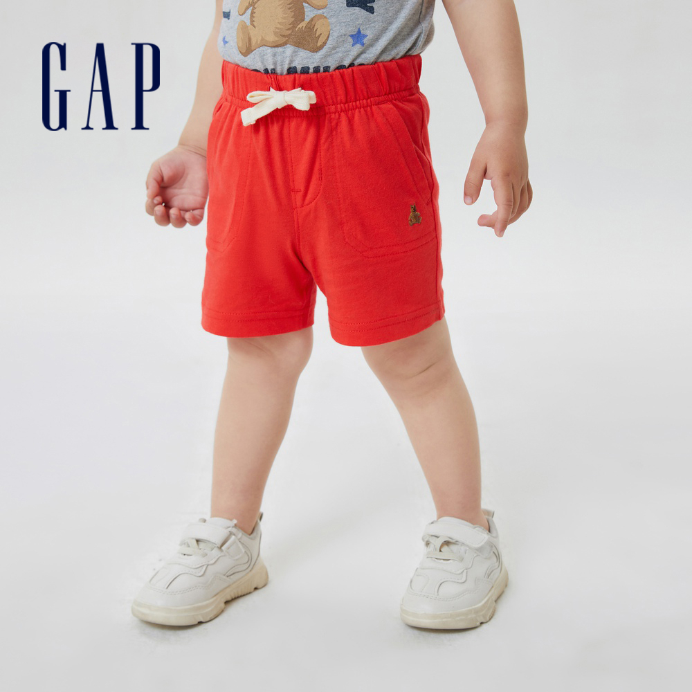 Gap 嬰兒裝 Logo/印花抽繩鬆緊短褲 布萊納系列-紅色(668155)