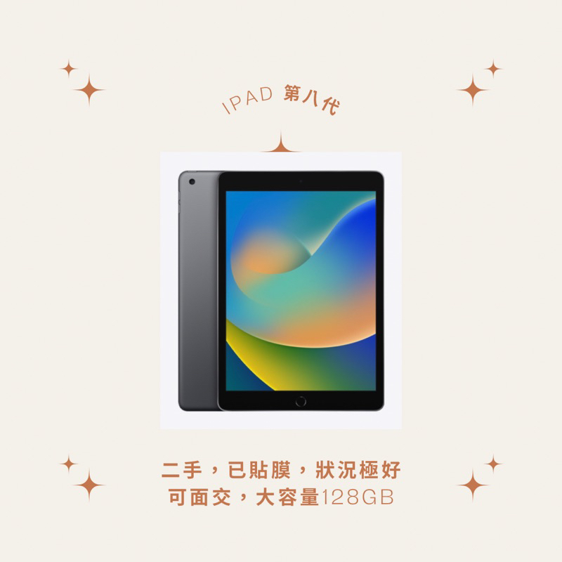 Apple iPad 128GB WiFi平板電腦(太空灰) 八代【狀況極好二手】