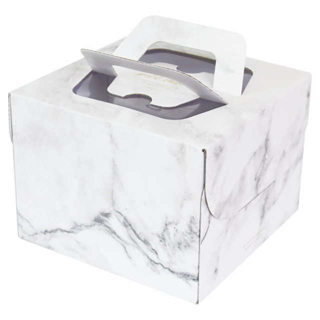 ☆╮Jessice 雜貨小鋪╭☆瓦楞E浪 手提蛋糕盒 大理石 8吋 空盒  蛋糕 紙盒 10個$570