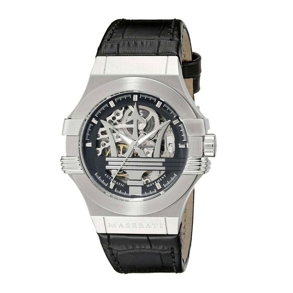 某連直播出品 Maserati瑪莎拉蒂手錶 VELOCITA系列 R8821108001 鏤空全自動機械錶男 銀框黑錶帶