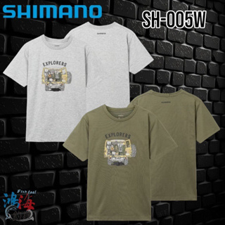 中壢鴻海釣具《SHIMANO》SH-005W 吸水快速抗UV 灰色棉質短袖T 恤 23年款