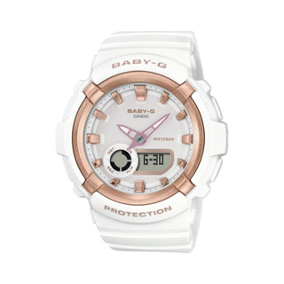 【CASIO BABY-G】時尚金屬光感雙顯運動腕錶-奶油白/BGA-280BA-7A/台灣總代理公司貨享一年保固